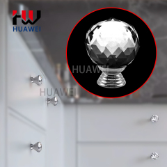 HUAWEI Hardware Accessories Zinc Alloy Wardrobe Knob Pull Kitchen Cabinet Drawer Sphere Ball 30mm Crystal Furniture Handle
