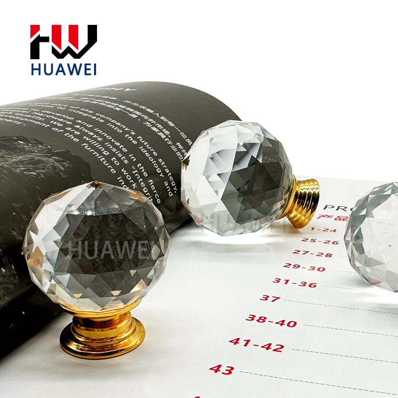 HUAWEI Hardware Accessories Zinc Alloy Wardrobe Knob Pull Kitchen Cabinet Drawer Sphere Ball 30mm Crystal Furniture Handle