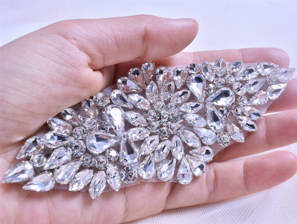 SM155 Crystal Diamante  Rhinestone Applique 1 Piece