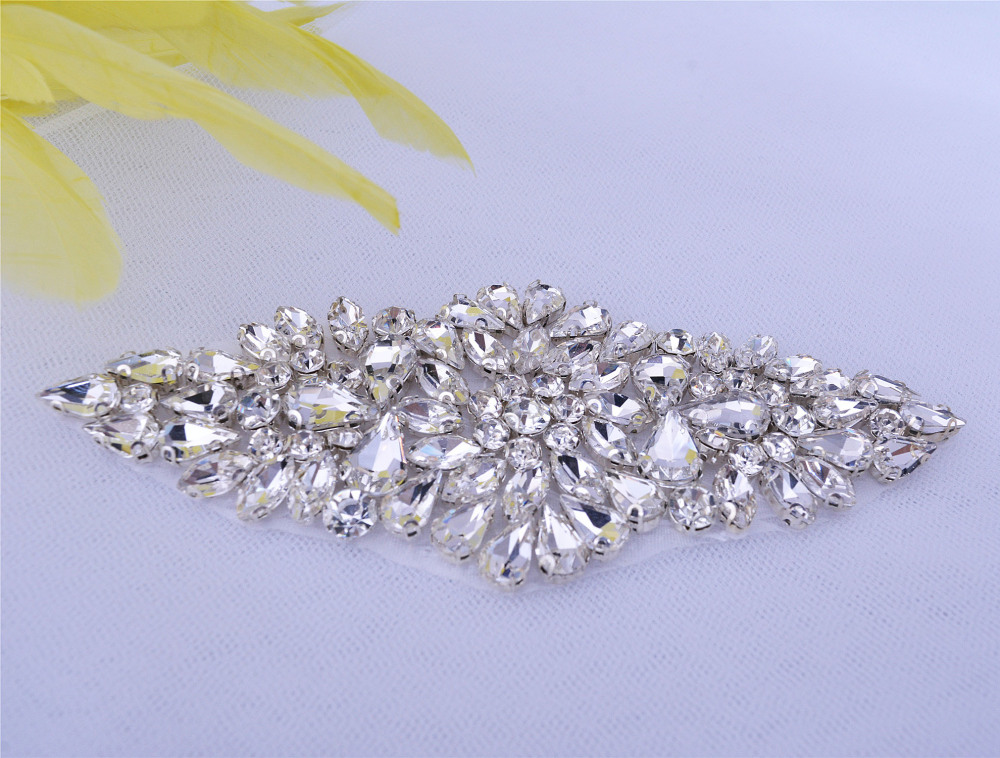 SM155 Crystal Diamante  Rhinestone Applique 1 Piece