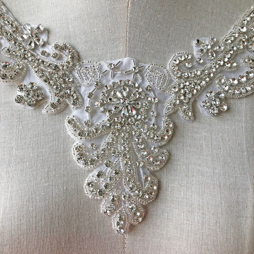 SM014 Crystal Diamante  Rhinestone Applique 1 Piece