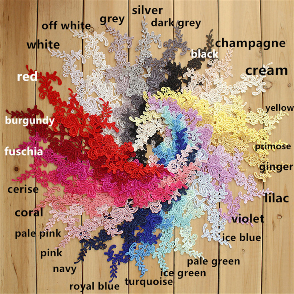 SAP1144 Guipure Lace Applique Sew on Wedding Bridal Dress Gown 1 Pair