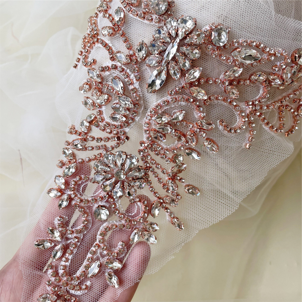 SM144 Crystal Diamante  Rhinestone Applique 1 Piece