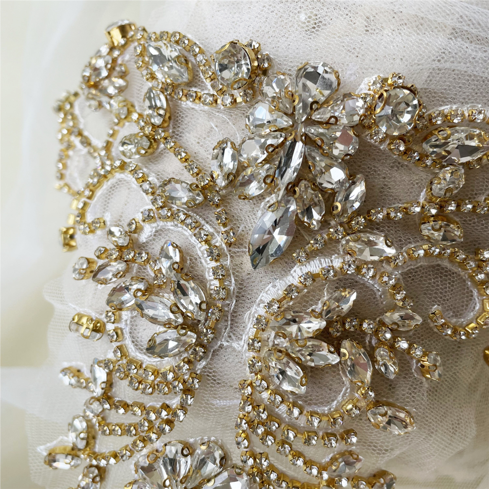 SM144 Crystal Diamante  Rhinestone Applique 1 Piece