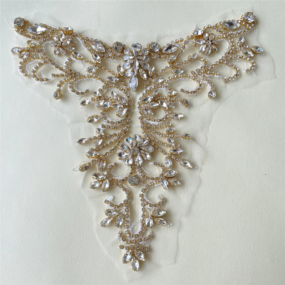SM144 Crystal Diamante  Rhinestone Applique 1 Piece