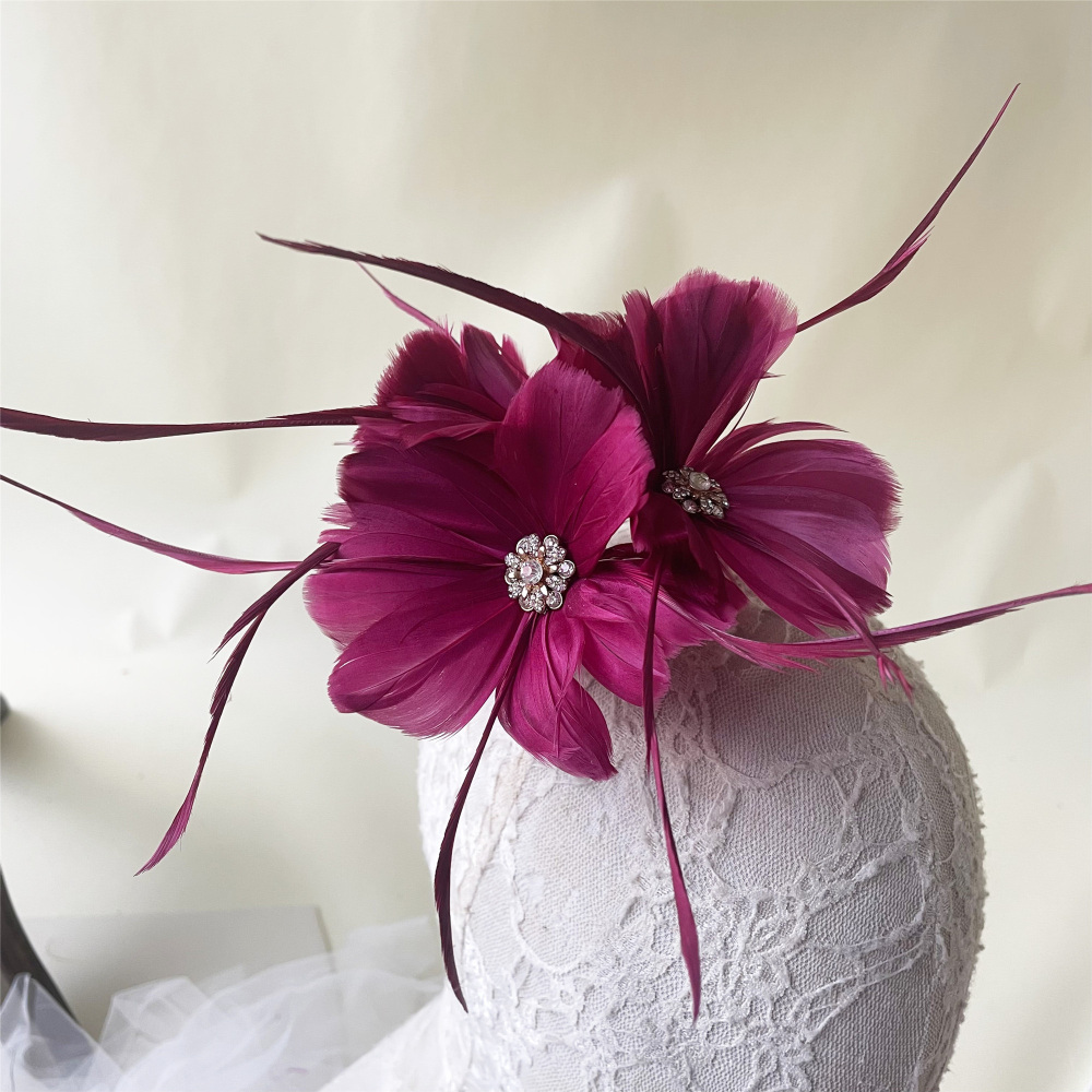 RB132 Feather Flower Millinery Fascinators Hat Handcraft Headress