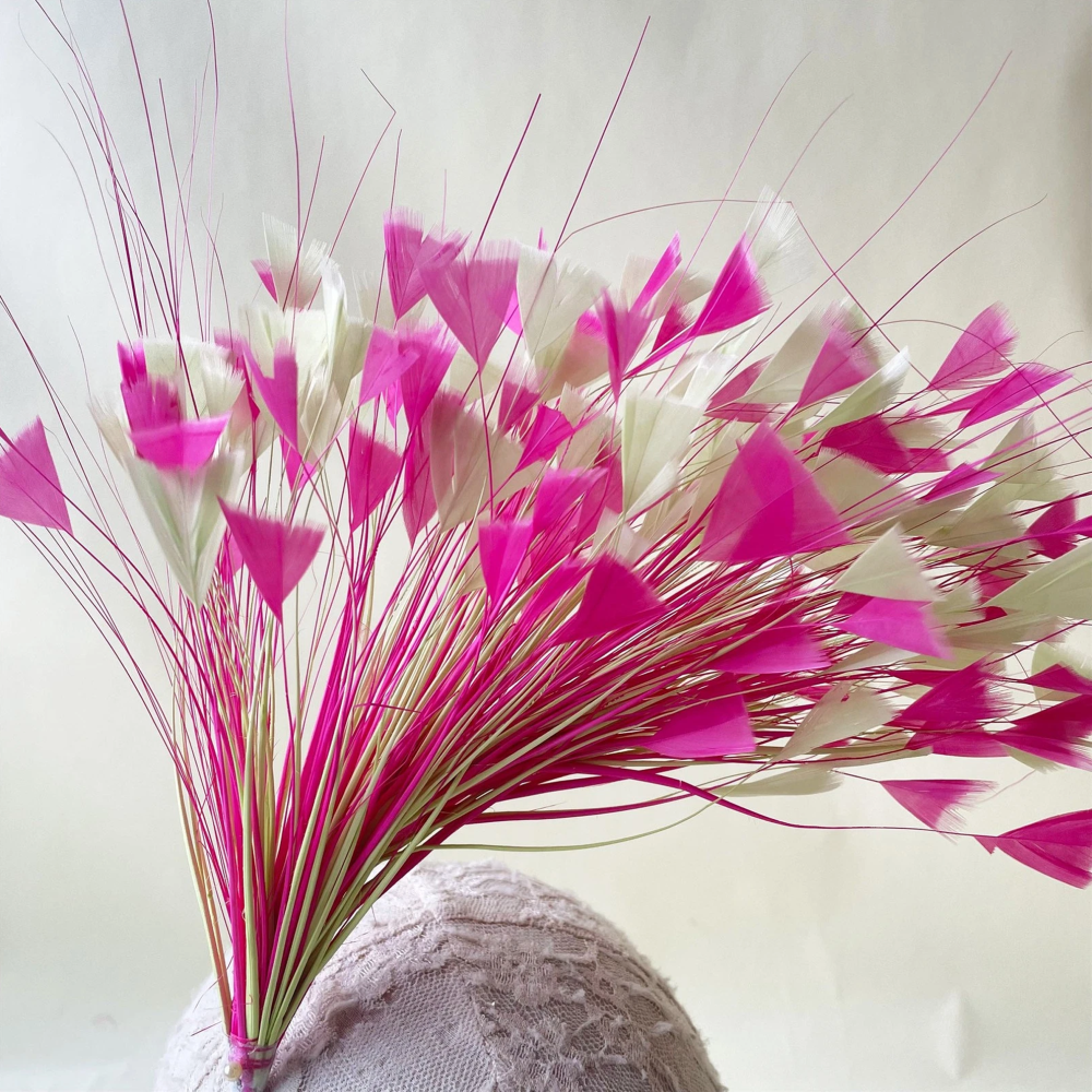 RM611 Triangular Feather Flower Headpiece Twisted Millinery Decoration for Hats & Fascinators - 80+ Colours | No MOQ