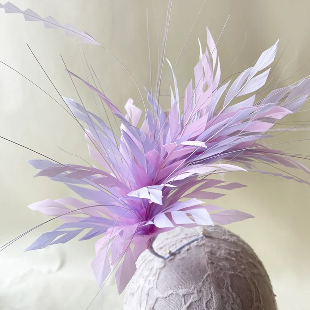 RM823 Structured Willow Feather Mount for Fascinator Making Adjustable Goose Feather Flower for Millinery & Couture Hats – 80+ Colours | No MOQ