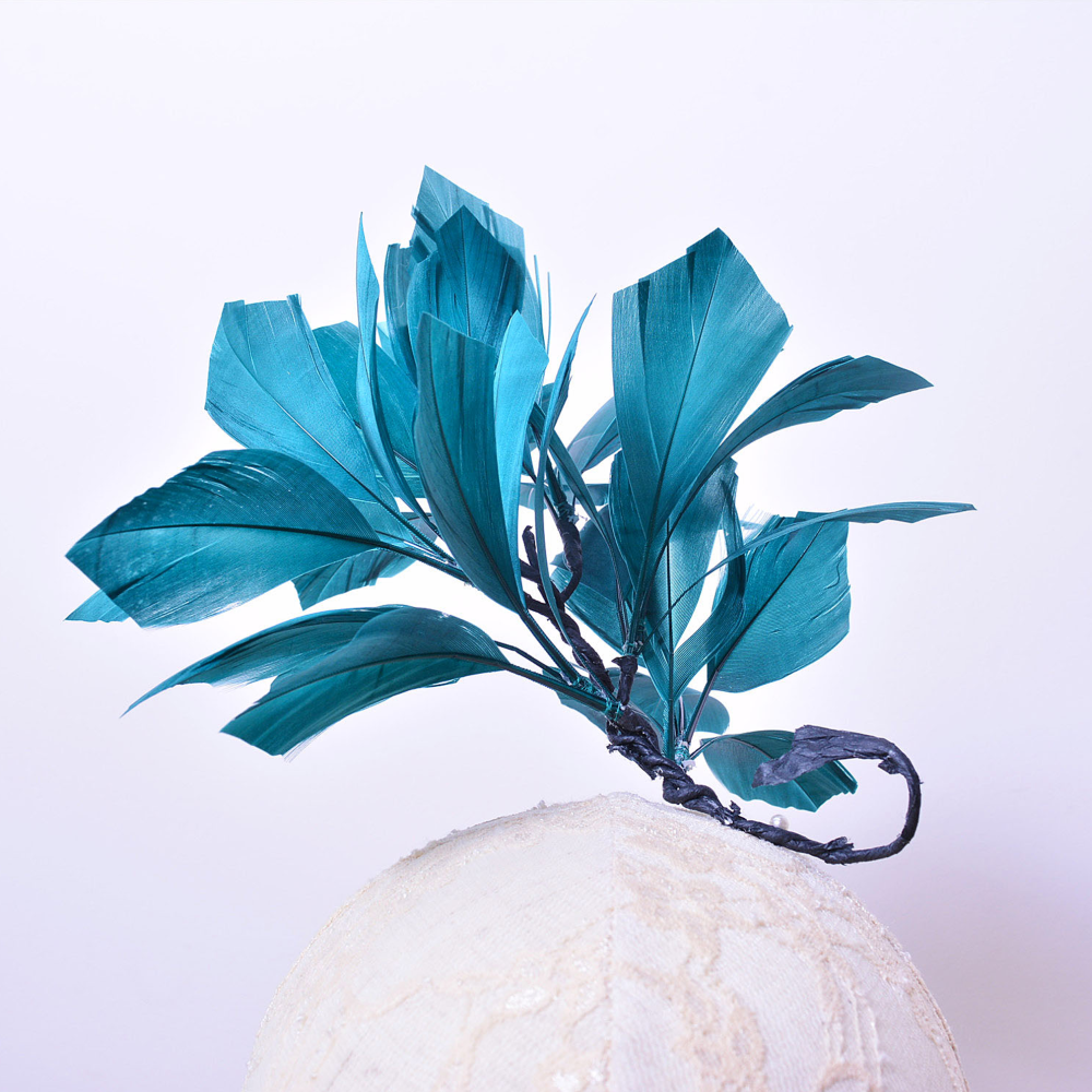 RM1702 Monochromatic Structured Multi-Bloom Feather Mount - Adjustable Twisted Goose Feather Flower for Professional Millinery & Fascinators 80+ Colours | No MOQ