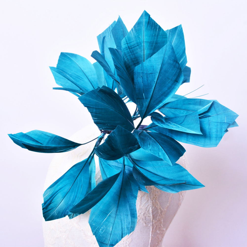 RM1702 Monochromatic Structured Multi-Bloom Feather Mount - Adjustable Twisted Goose Feather Flower for Professional Millinery & Fascinators 80+ Colours | No MOQ