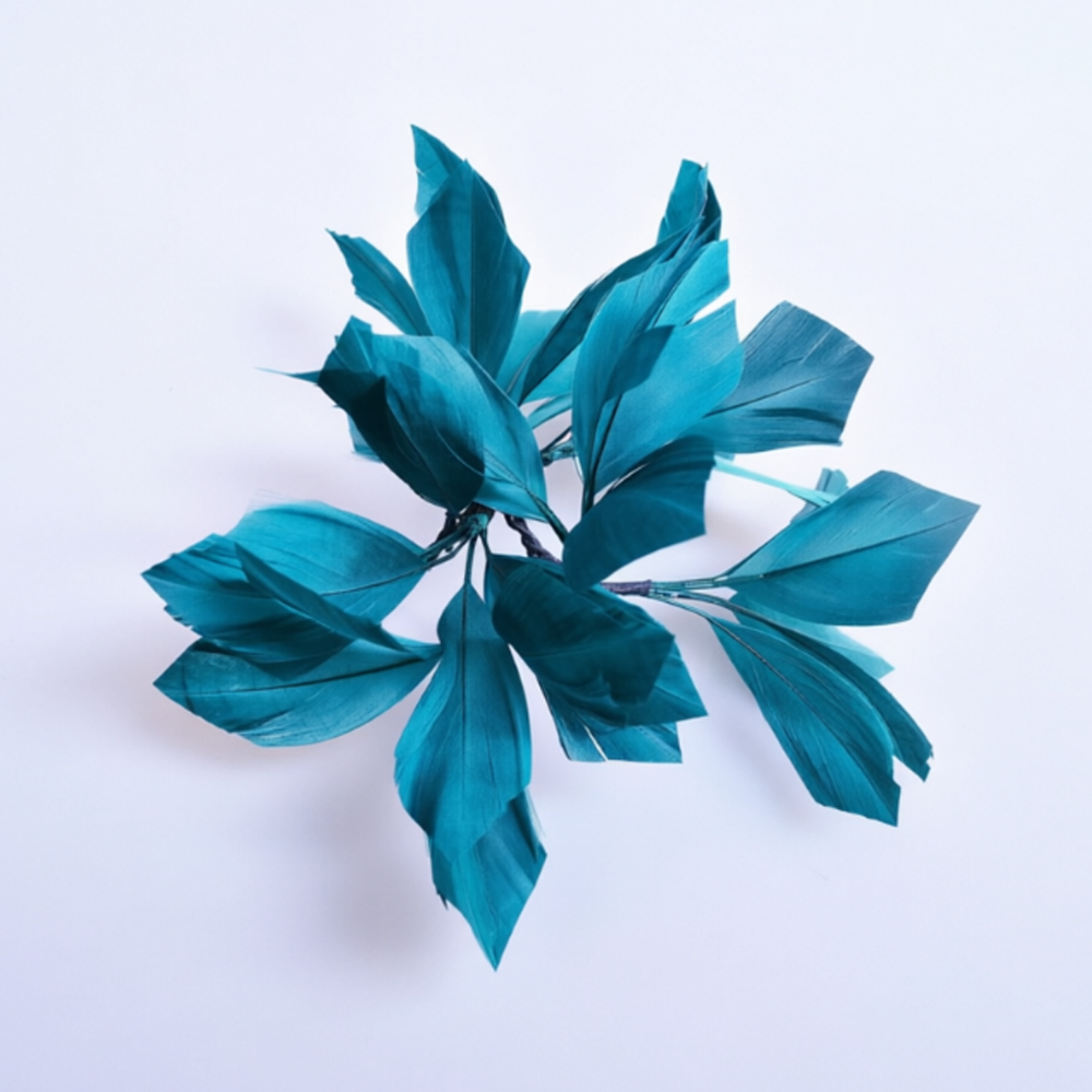 RM1702 Monochromatic Structured Multi-Bloom Feather Mount - Adjustable Twisted Goose Feather Flower for Professional Millinery & Fascinators 80+ Colours | No MOQ