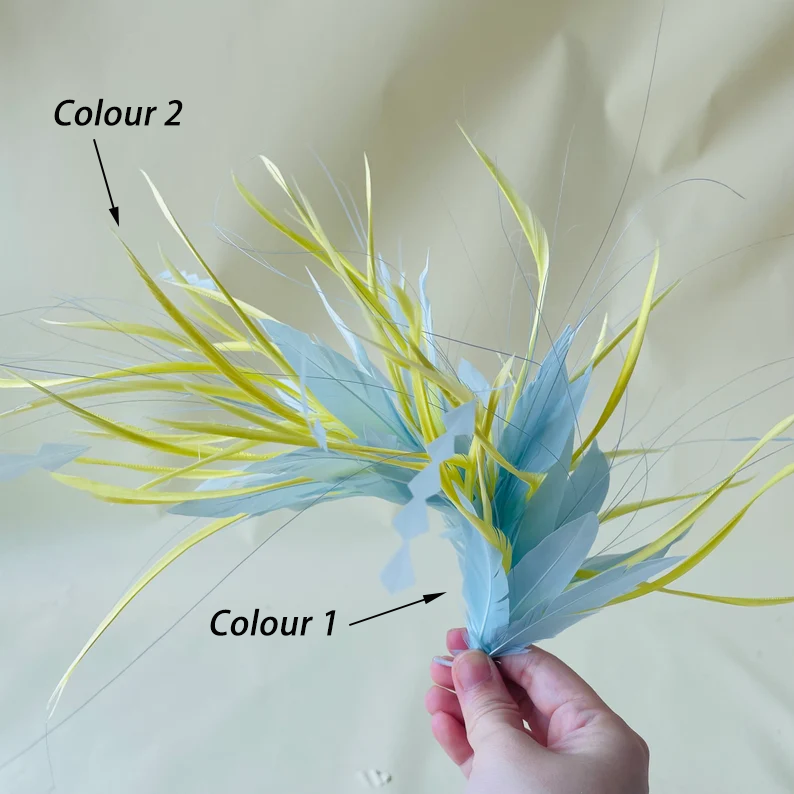 RM909 Dynamic Two-Tone Goose Biot & Feather Bloom Feather Mount  Professional Sculptural Millinery Trim for Millinery & Couture Hats 80+ Colours | No MOQ