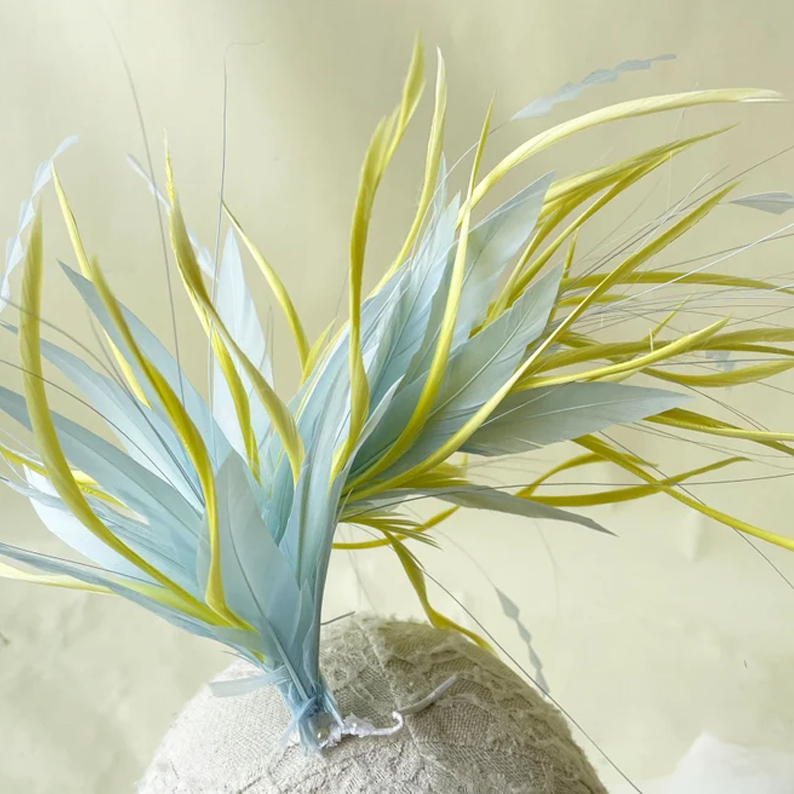 RM909 Dynamic Two-Tone Goose Biot & Feather Bloom Feather Mount  Professional Sculptural Millinery Trim for Millinery & Couture Hats 80+ Colours | No MOQ