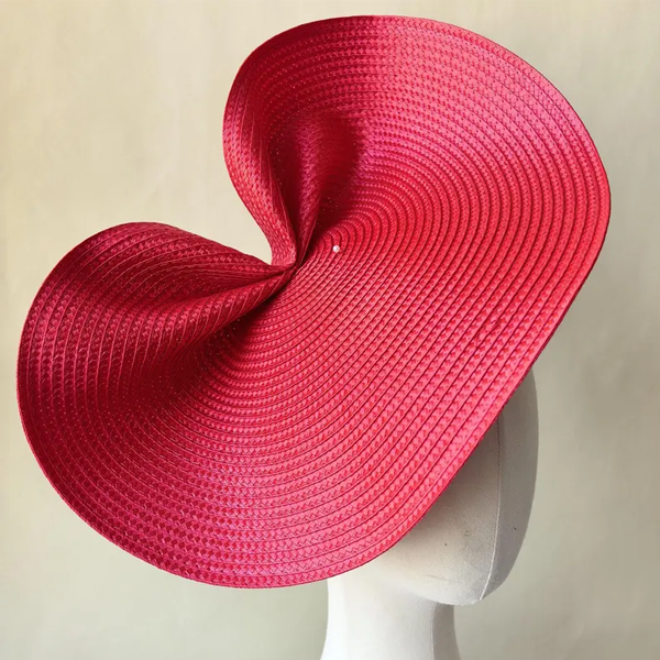 HBM027 Large Sculpted Straw Style Fascinator Base Soft Flexible Sinamay Hat Foundation Elegant Fold Design 15″