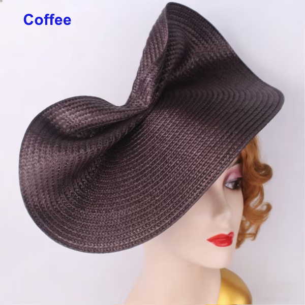 HBM027 Large Sculpted Straw Style Fascinator Base Soft Flexible Sinamay Hat Foundation Elegant Fold Design 15″