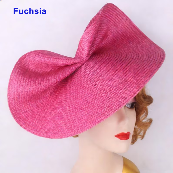 HBM027 Large Sculpted Straw Style Fascinator Base Soft Flexible Sinamay Hat Foundation Elegant Fold Design 15″