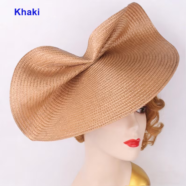 HBM027 Large Sculpted Straw Style Fascinator Base Soft Flexible Sinamay Hat Foundation Elegant Fold Design 15″