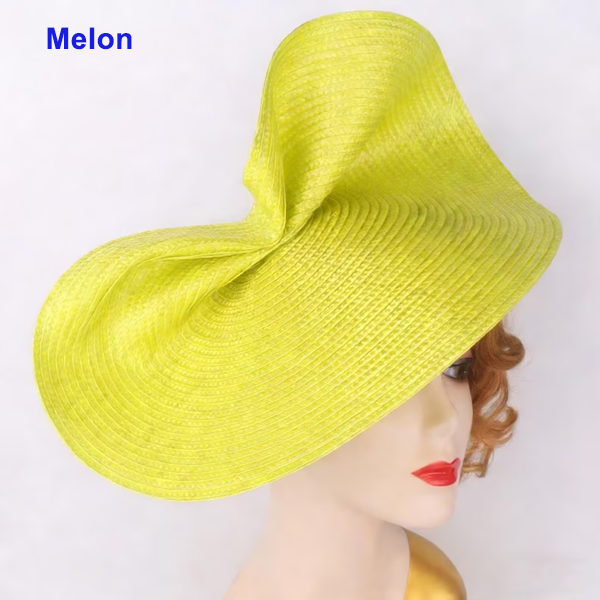 HBM027 Large Sculpted Straw Style Fascinator Base Soft Flexible Sinamay Hat Foundation Elegant Fold Design 15″