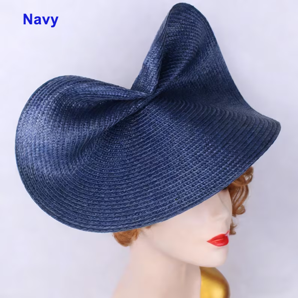 HBM027 Large Sculpted Straw Style Fascinator Base Soft Flexible Sinamay Hat Foundation Elegant Fold Design 15″