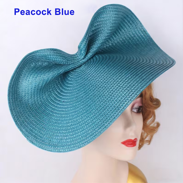 HBM027 Large Sculpted Straw Style Fascinator Base Soft Flexible Sinamay Hat Foundation Elegant Fold Design 15″