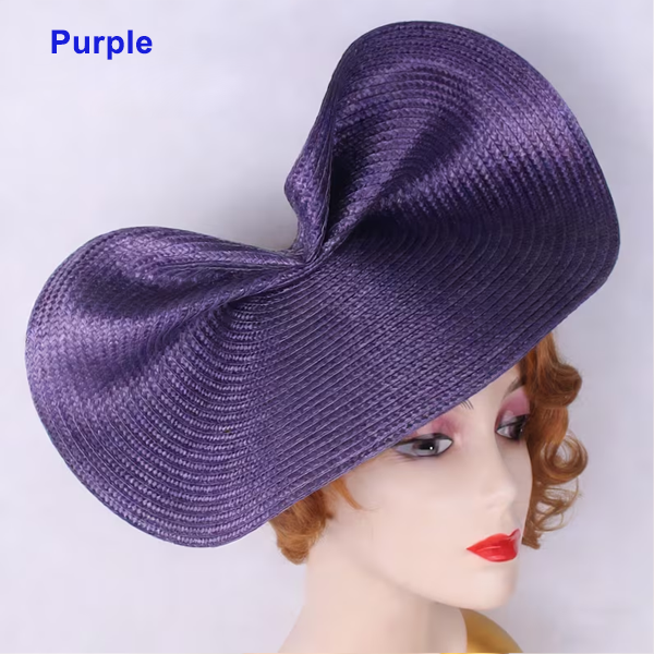 HBM027 Large Sculpted Straw Style Fascinator Base Soft Flexible Sinamay Hat Foundation Elegant Fold Design 15″