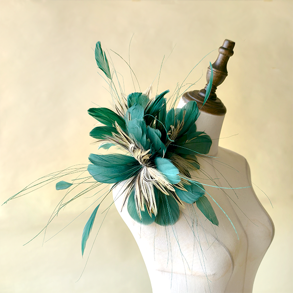 RM506 Grand Twisted Goose & Hackle Feather Blooms Statement Flower Mount Handcrafted Millinery Trim for Fascinators & Couture Hats 80+ Colours | No MOQ