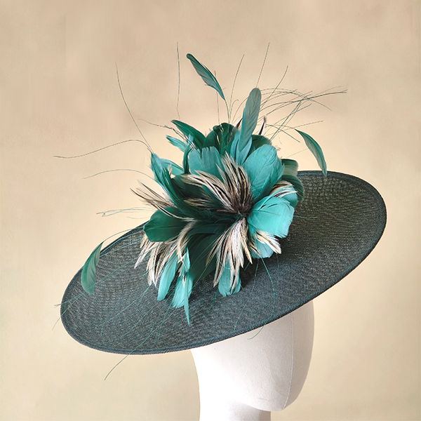 RM506 Grand Twisted Goose & Hackle Feather Blooms Statement Flower Mount Handcrafted Millinery Trim for Fascinators & Couture Hats 80+ Colours | No MOQ