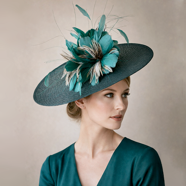 RM506 Grand Twisted Goose & Hackle Feather Blooms Statement Flower Mount Handcrafted Millinery Trim for Fascinators & Couture Hats 80+ Colours | No MOQ