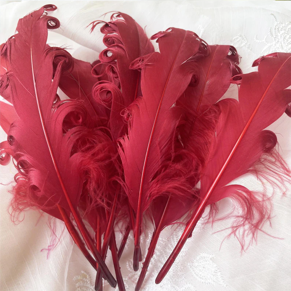 FEA1017 Hand-Curled Goose Nagoire Feathers 5-6" Spiral Curly Feathers for Millinery 80 Vibrant Colors Available 25pcs/Packet