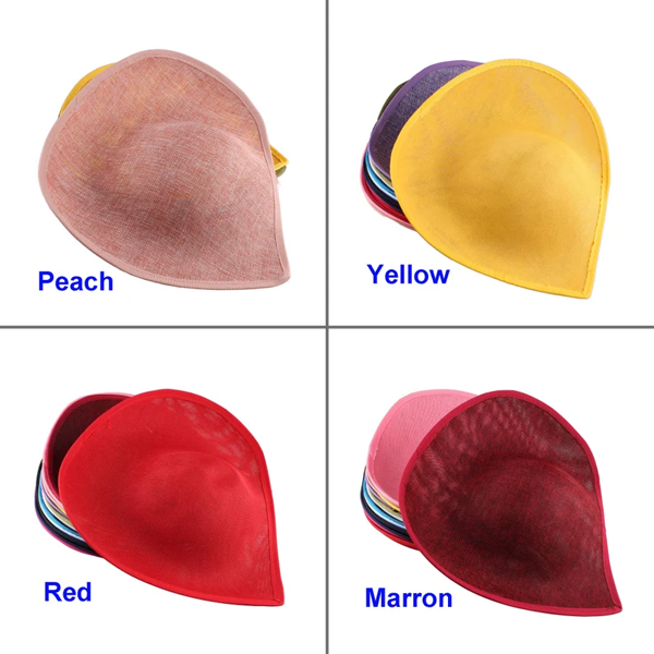 HBM019 Sculpted Sinamay Teardrop Hat Base 30x27cm - Elegant Heart Style Fascinator Foundation for Millinery & DIY