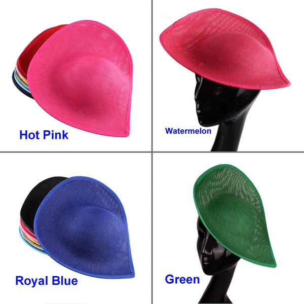 HBM019 Sculpted Sinamay Teardrop Hat Base 30x27cm - Elegant Heart Style Fascinator Foundation for Millinery & DIY