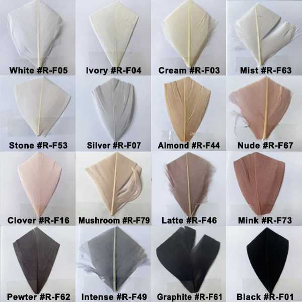 RB134 Leaf-Trimmed Goose Feather Bloom Two-Tone Handcrafted Flower Mount for Fascinators & Couture Hats 80+ Colours | No MOQ