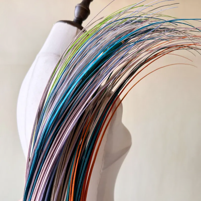 RL-OQT Premium Ostrich Quills 80+ Colors Stripped Feathers for Millinery & Fascinators One Piece