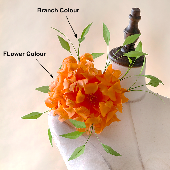 RB135 Dual-Bloom Feather Fascinator Flower Goose Feather Millinery Mount with Beaded Stamen for Fascinators & Couture Hats 80+ Colours | MOQ