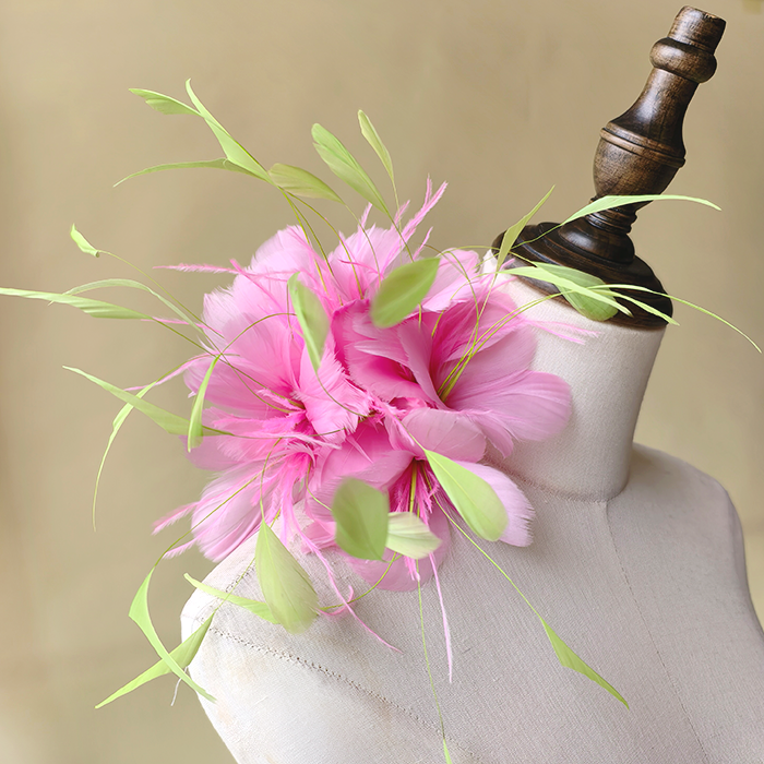 RM1710 Multi-Bloom Feather Fascinator Flower Two-Tone Goose & Coque Feather Twisted Millinery Mount for Fascinators & Couture Hats 80+ Colours | No MOQ