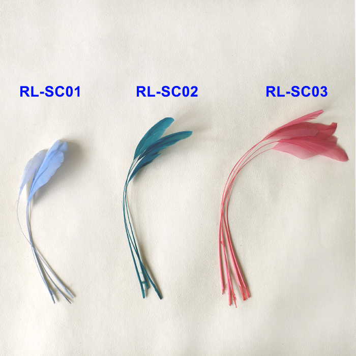 RL-SC03  Stripped Coque Feathers 10-12", 80+ Colors  25/50/100pcs for Millinery & DIY