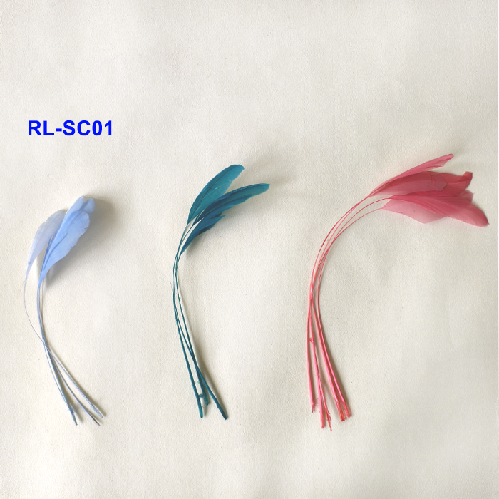 RL-SC01  Stripped Coque Feathers 6-8"   25/50/100pcs for Millinery & DIY