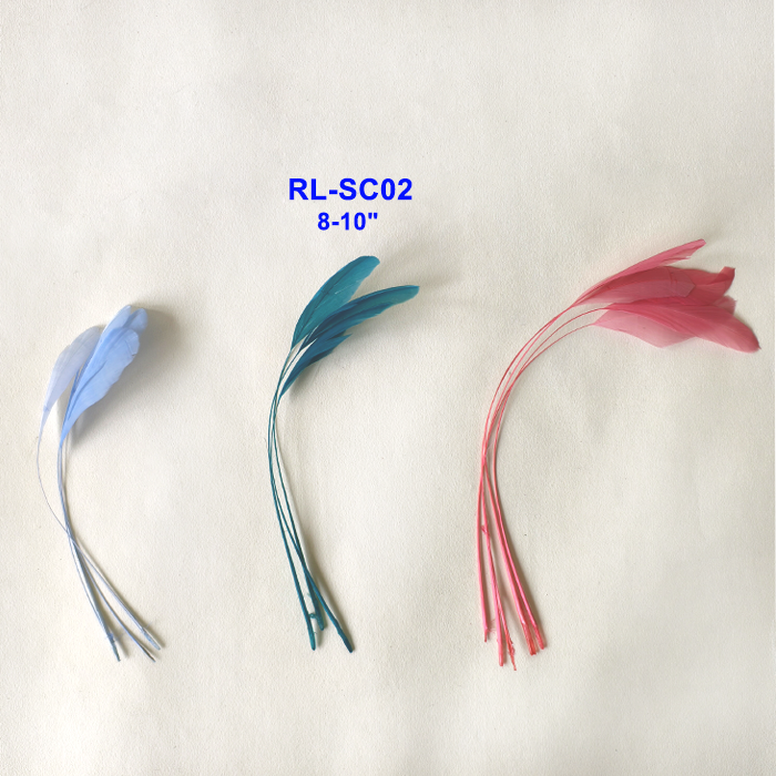 RL-SC02 Stripped Coque Feathers 8-10" 25/50/100pcs for Millinery & DIY