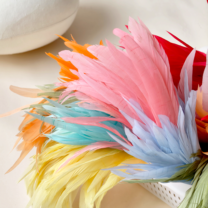 RL-C03 Long Stripped Coque Tail Feathers 10-12"  80 Colors Available 25pcs/Packet