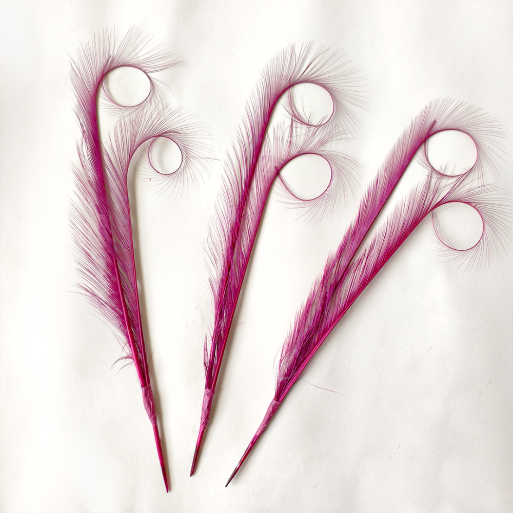 RL-DIM Burnt Curled Eyelash Effect Feather Pheasant Tails Motif For Millinery 80 colours One Piece