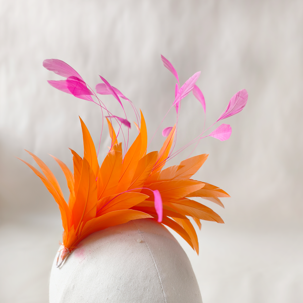 RM704 Feather Mount Stripped Coque Feather Millinery Fascinators Hat Handcraft Headress for Millinery & Couture Hats – 80+ Colours | No MOQ
