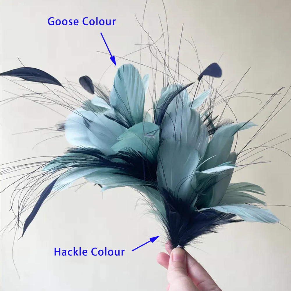 RM525 Large Mixed Feather Fascinator Flower Goose Feather Twisted Millinery Mount for Fascinators & Couture Hats 80+ Colours | No MOQ