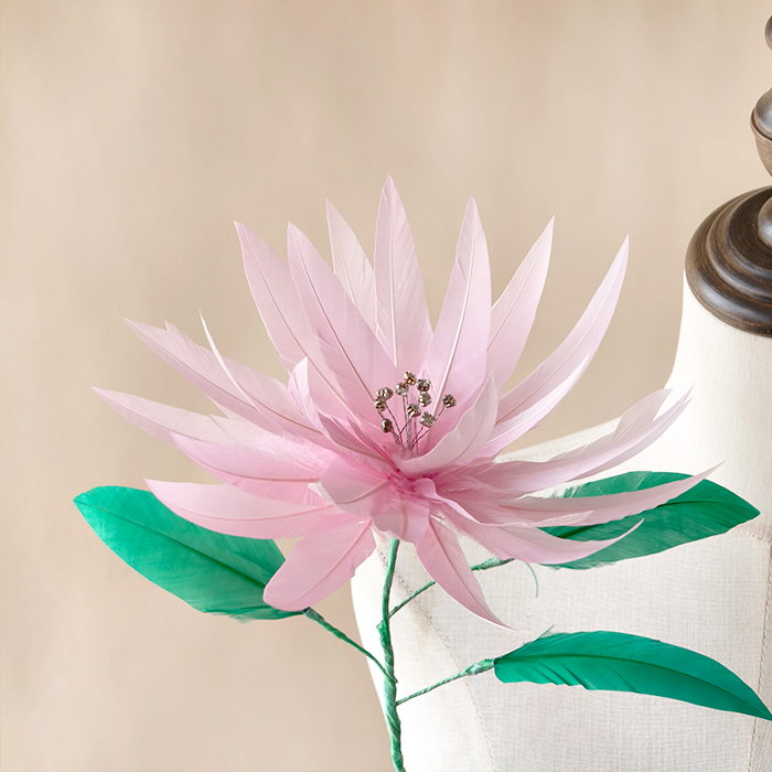 RB138 Customizable Lotus Feather Flower for Millinery and Couture Hats