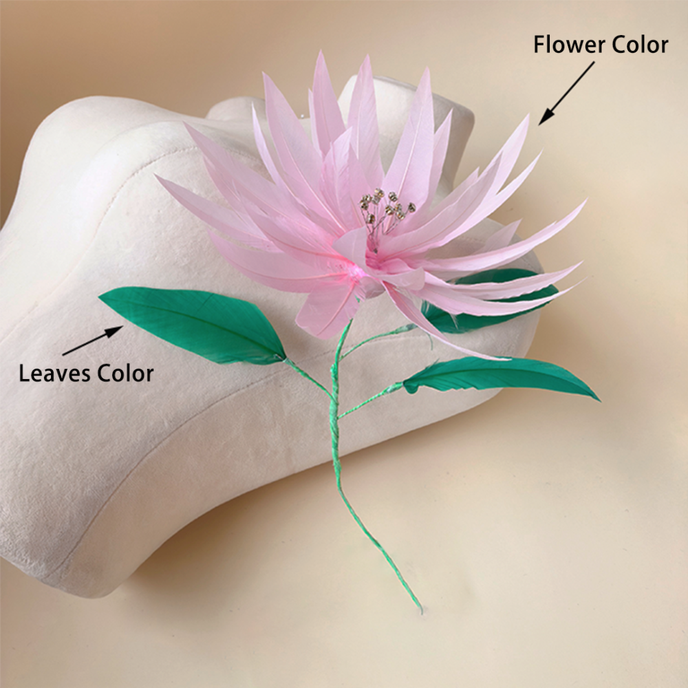 RB138 Customizable Lotus Feather Flower for Millinery and Couture Hats
