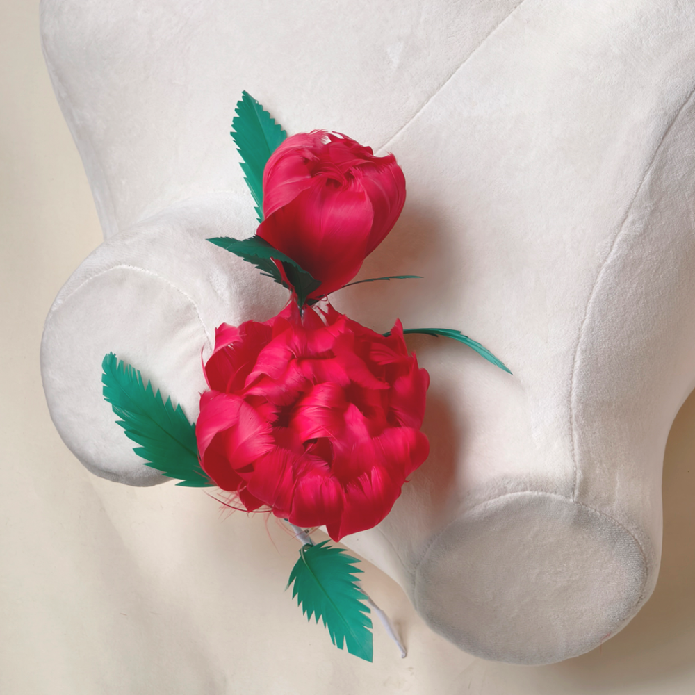 RB139 Handcrafted Goose Feather Rose Spray for Millinery & Bridal
