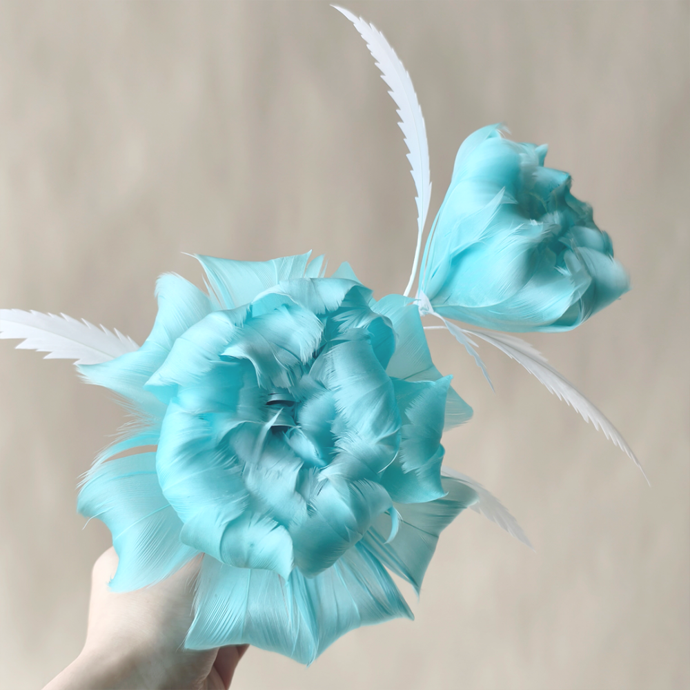 RB139 Handcrafted Goose Feather Rose Spray for Millinery & Bridal