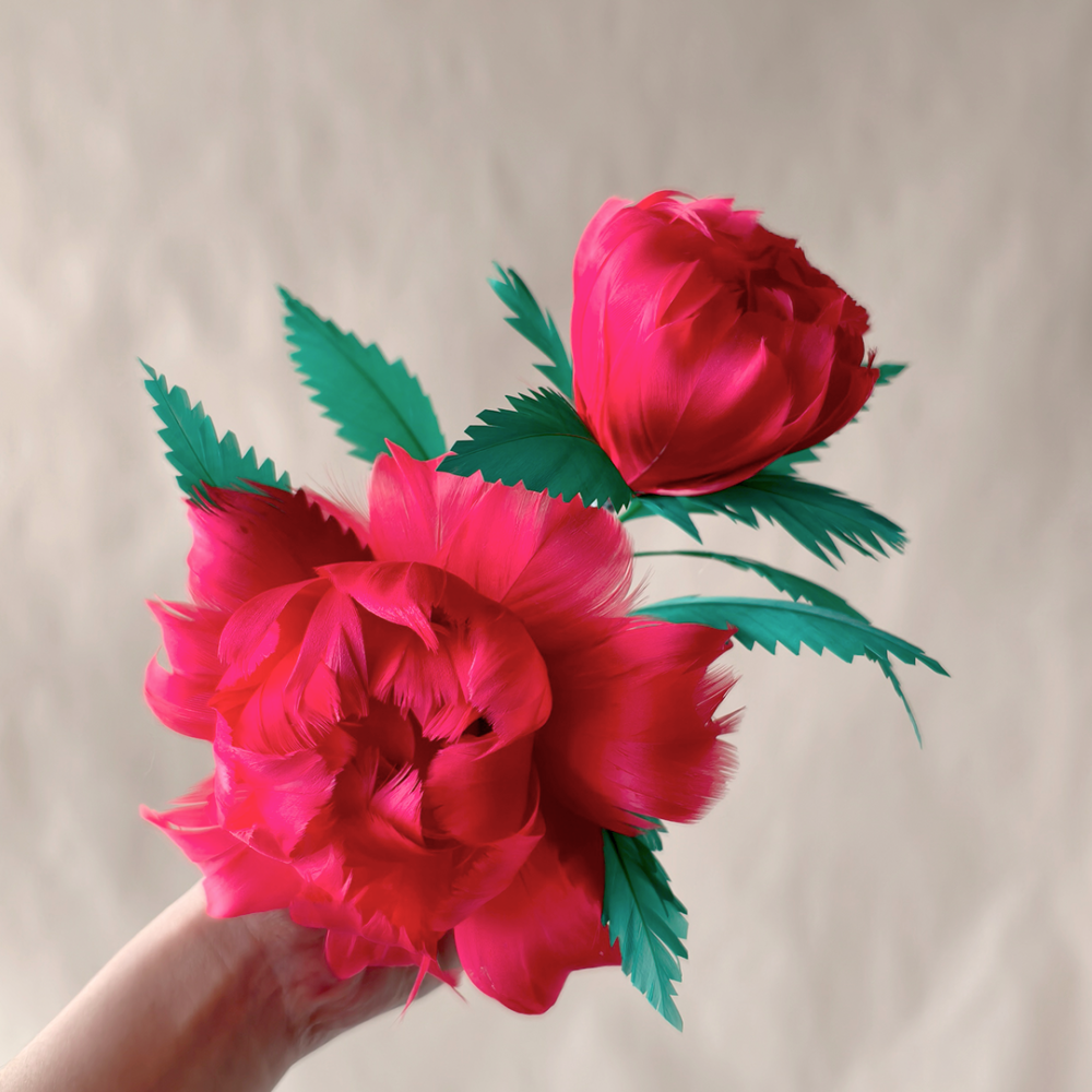 RB139 Handcrafted Goose Feather Rose Spray for Millinery & Bridal