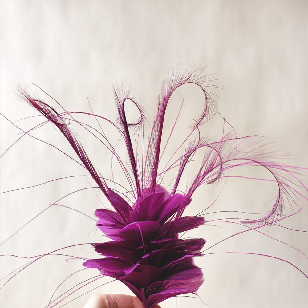 RM917 Coiled Feather Fascinator Flower Goose & Pheasant Coque Twisted Millinery Mount for Fascinators & Couture Hats 80+ Colours | No MOQ