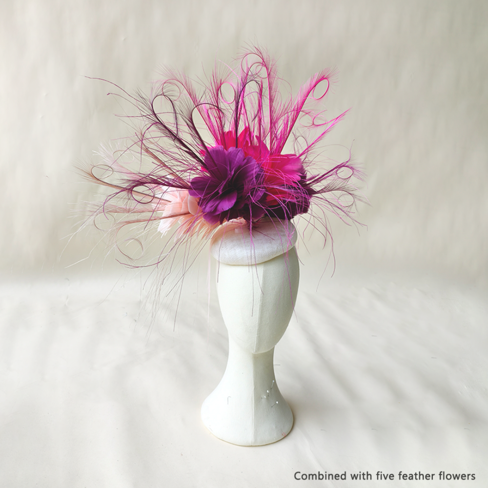 RM917 Coiled Feather Fascinator Flower Goose & Pheasant Coque Twisted Millinery Mount for Fascinators & Couture Hats 80+ Colours | No MOQ