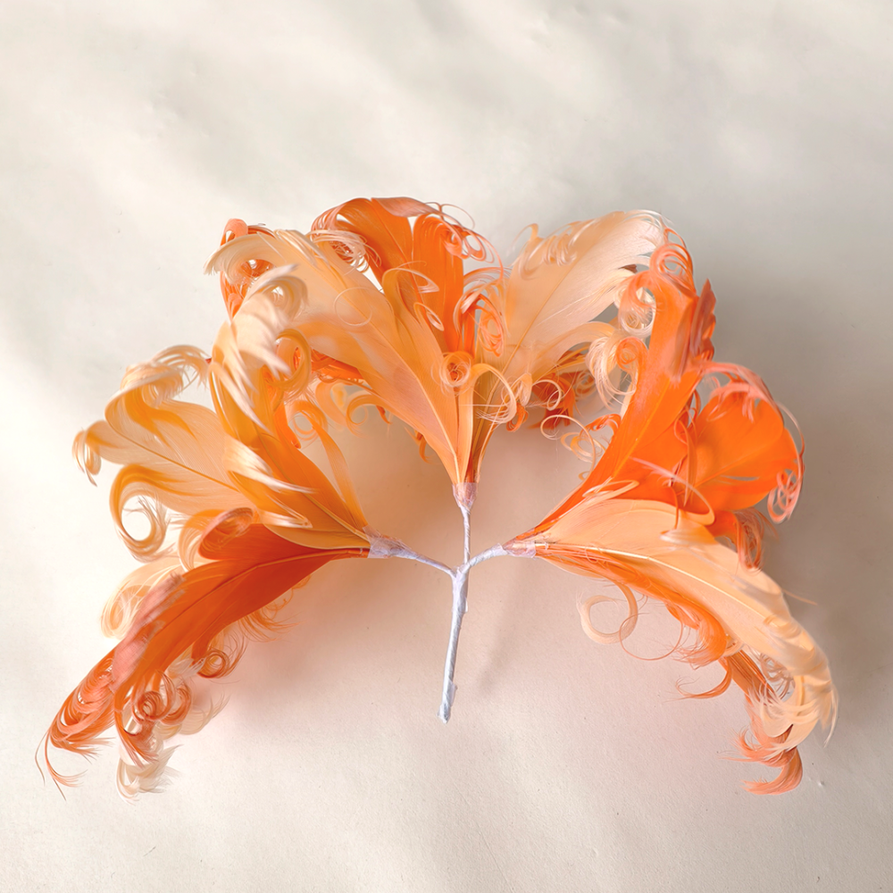 RM1727 Hand-Curled Goose Feather Triple Blossom Mount for Millinery